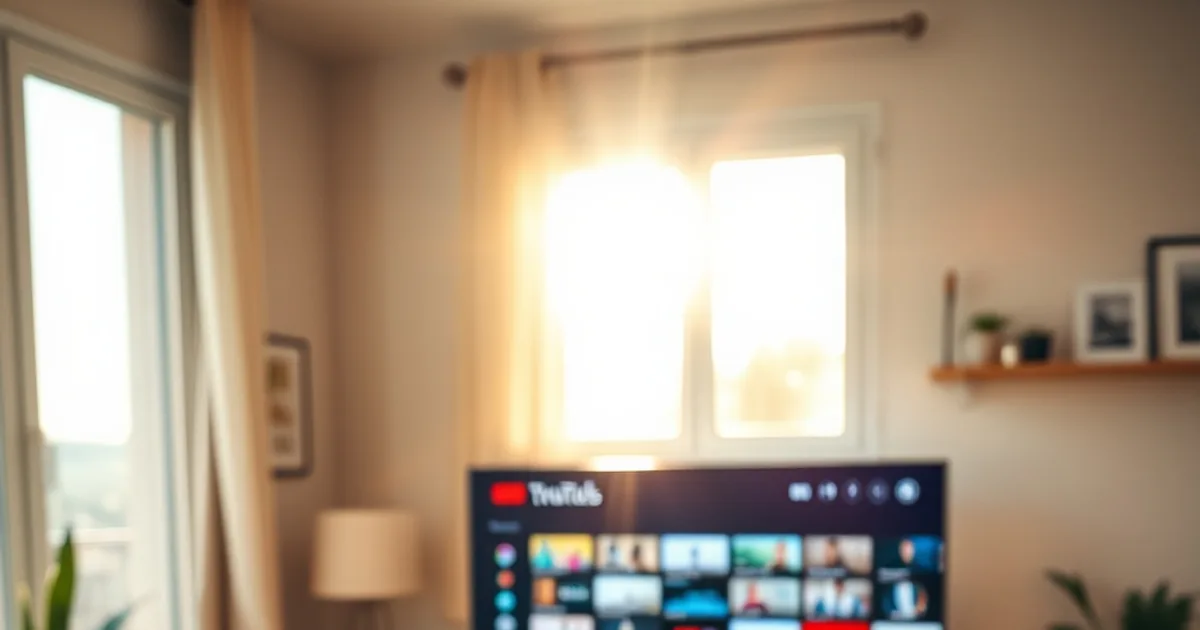Persona ajustando la guía de programación en la televisión desde el sofá de casa con luz natural de tarde